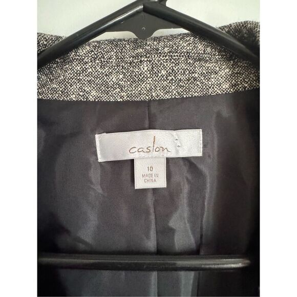 Caslon Womens Silk Wool Fringe Gray Button Blazer Jacket sz 10 career academia - Picture 6 of 10